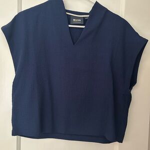 Anthropologie Blue Sleeveless Boxy Blouse